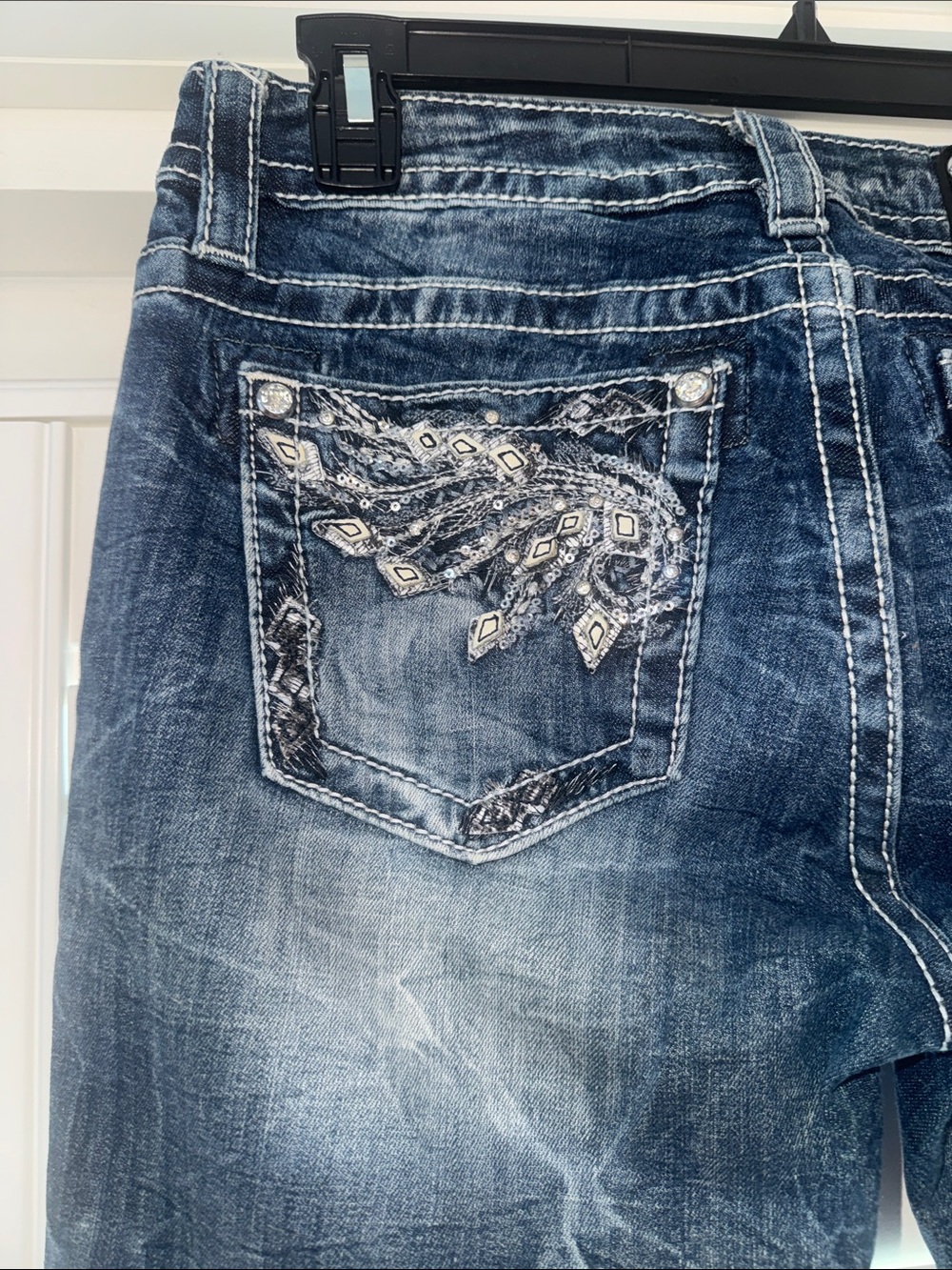 Miss Me Dark Wash Women's Bootcut Jeans - Blue Embellished Rhinestone